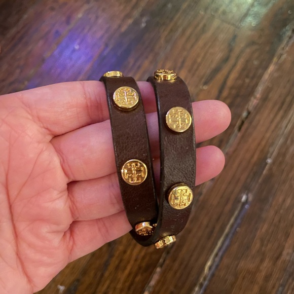 LIKE NEW TORY BURCH BROWN LEATHER WRAP BRACELET - Picture 2 of 5